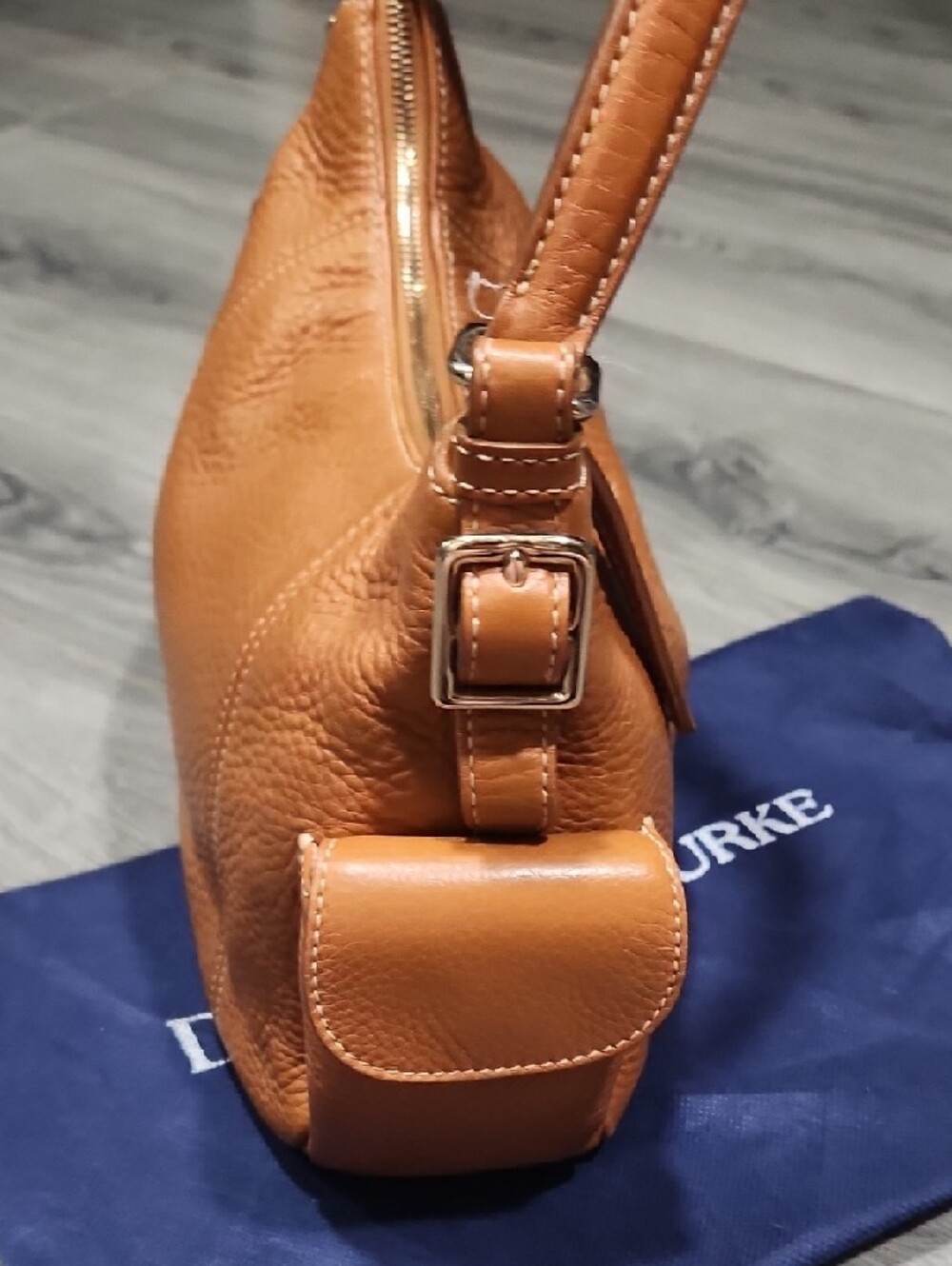 Dooney & Bourke Pebbled Leather Shoulder Bag in Cognac Brown - Picture 3 of 11